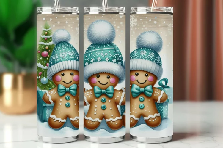 Tumbler Wrap 20 oz - gingerbread man christmas