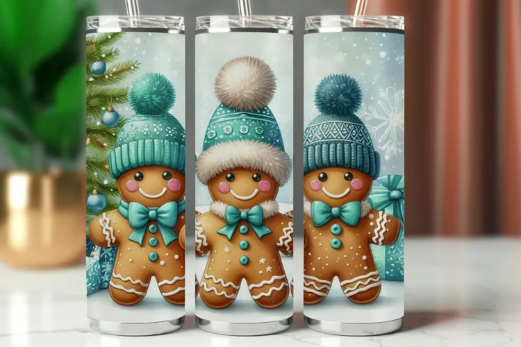 Tumbler Wrap 20 oz - gingerbread man christmas