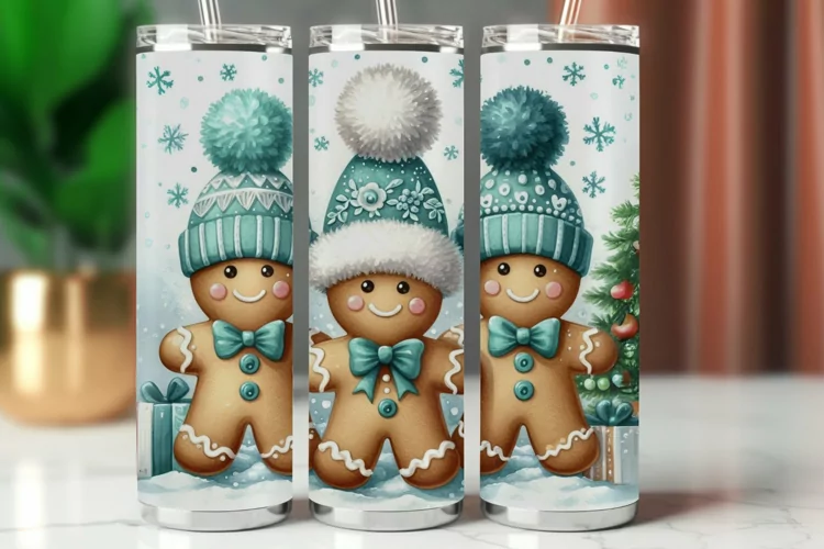 Tumbler Wrap 20 oz - gingerbread man christmas