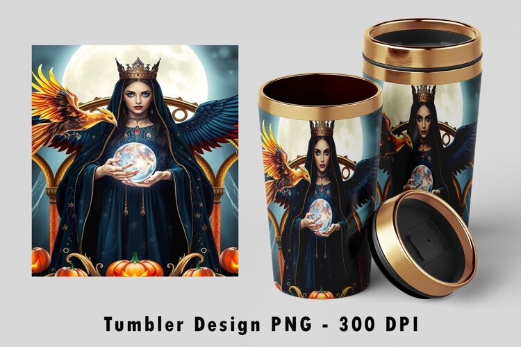 Gothic Phoenix Queen Crystal Ball 20oz Tumbler Wrap PNG example image 1