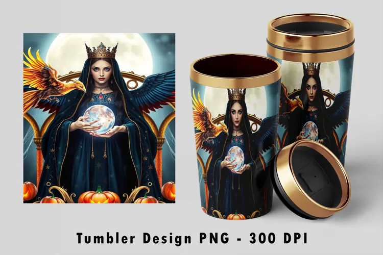 Gothic Phoenix Queen Crystal Ball 20oz Tumbler Wrap PNG