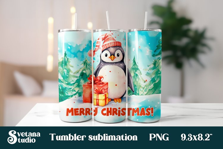 Christmas tumbler sublimation | Penguin tumbler sublimation
