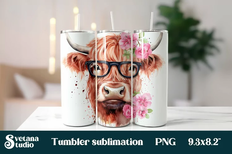 Pink flower cow tumbler wrap | Cow tumbler sublimation