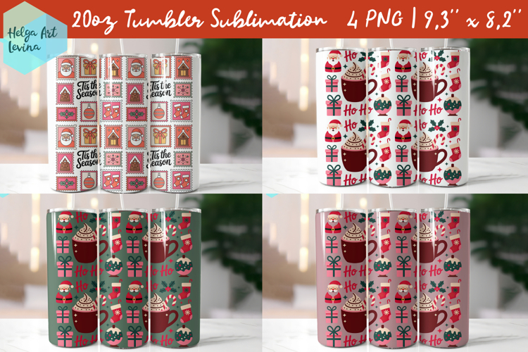 Christmas postage stamp 20 OZ Skinny Tumbler Sublimation