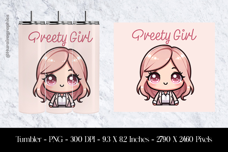 Preety Girl Tumbler Sublimation Design PNG