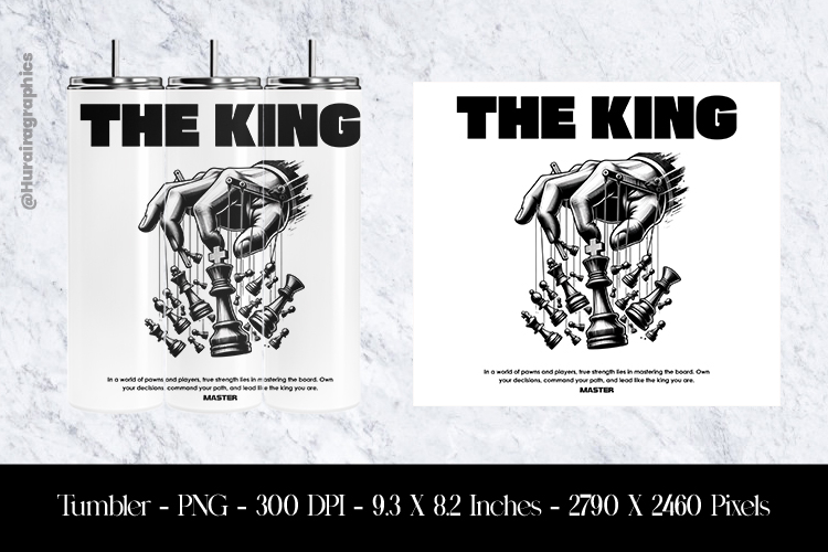 The King Tumbler Sublimation Design PNG