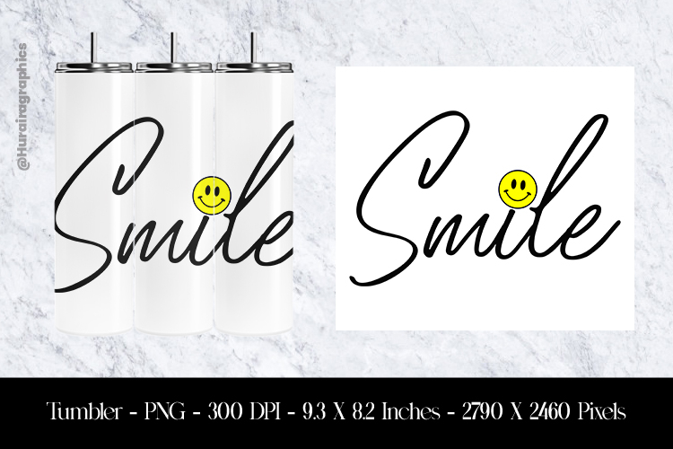 Smile Tumbler Sublimation Design PNG