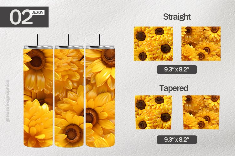 Inflatable Sunflower Tumbler Wrap| Tumbler Sublimation Wrap