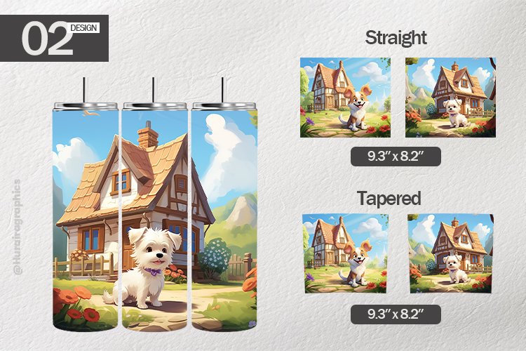 Cute Dog Cottage Tumbler Wrap| Tumbler Sublimation Wrap