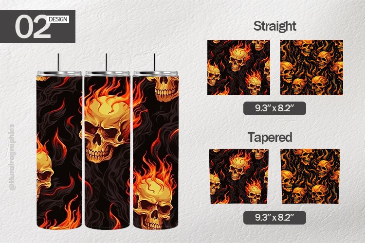 Flamable Skull Tumbler Wrap| Tumbler Sublimation Wrap
