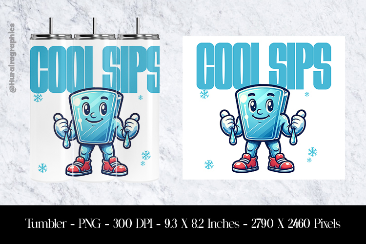 Cool Sips Tumbler Sublimation Design PNG
