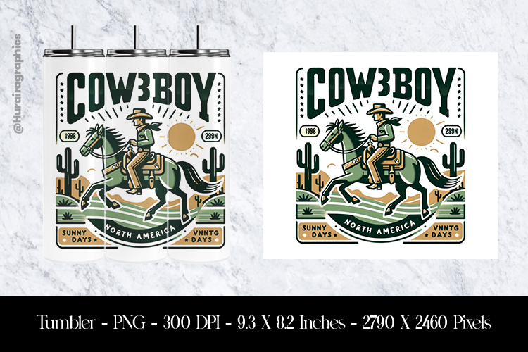 Cow Boy Tumbler Sublimation Design PNG
