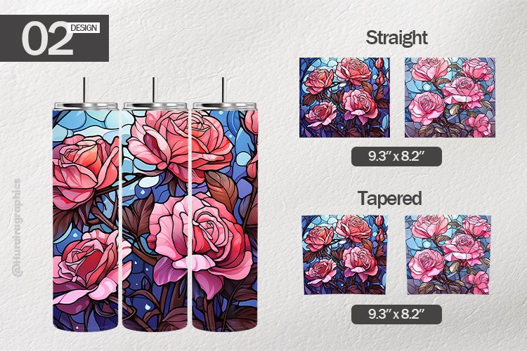 Stained Glass Roses Tumbler Wrap| Tumbler Sublimation Wrap