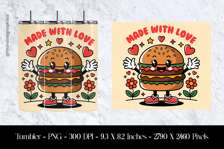 Made With Love Tumbler Sublimation Design PNG