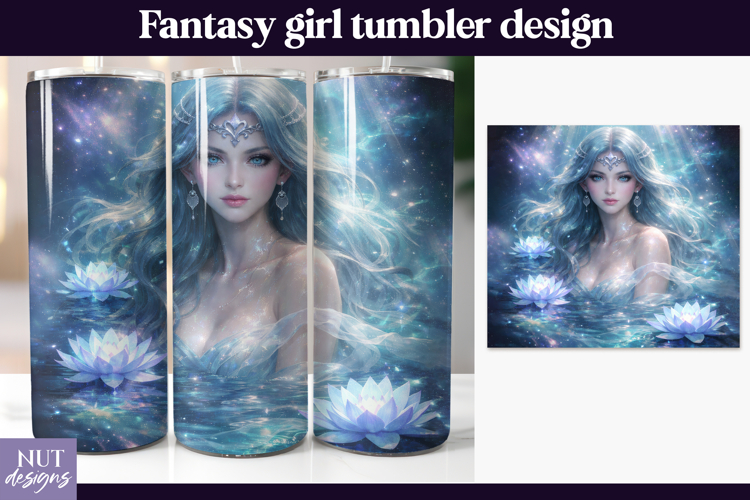 Celestial Lotus Goddess Tumbler, Mystical Woman Tumbler wrap