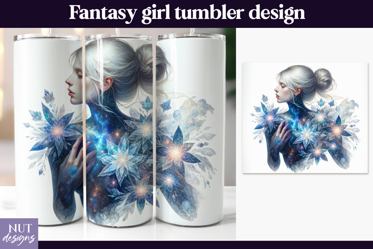 Celestial Ice Goddess Tumbler, Mystical Woman Tumbler wrap