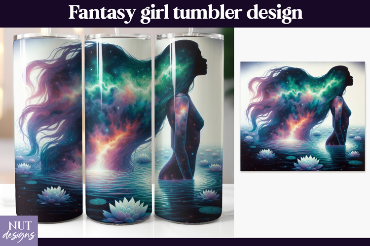 Galaxy Lotus Woman Tumbler, Silhouette Woman Tumbler wrap