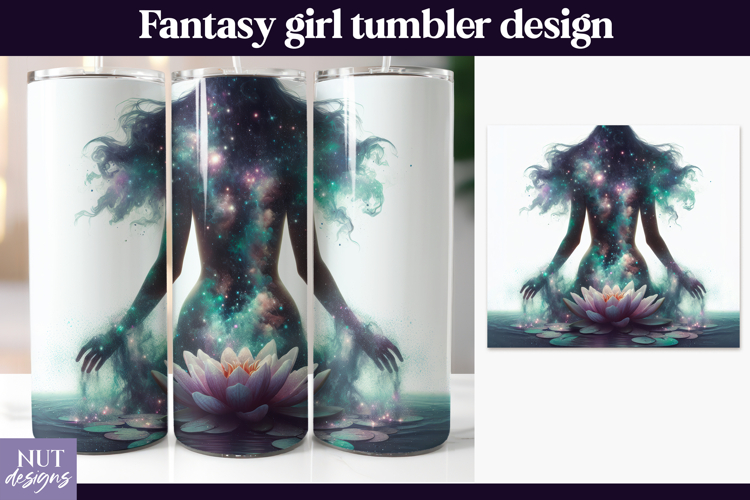 Galaxy Lotus Woman Tumbler, Silhouette Woman Tumbler wrap