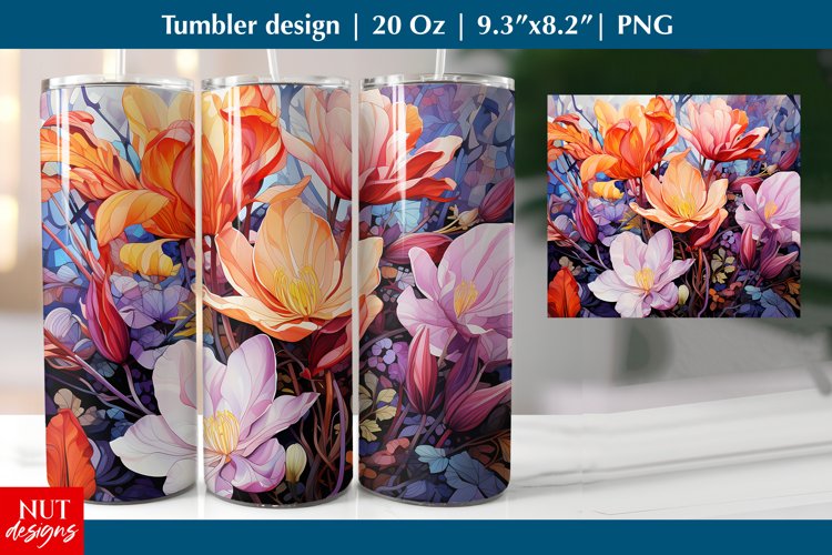 Spring floral patterns, Flowers tumbler sublimation designs