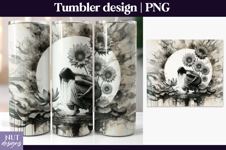Sun Lotus Floral girl Tumbler Lake fairy tumbler wrap