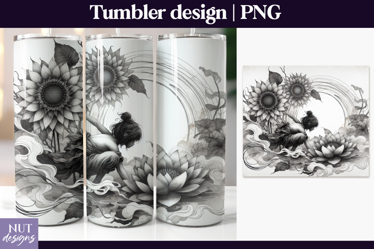 Sun Lotus Floral girl Tumbler Lake fairy tumbler wrap