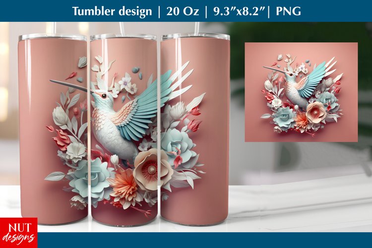 Hummingbird tumbler wrap, Spring tumbler 20oz sublimation