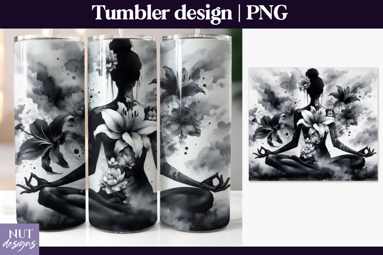 Watercolor Woman Tumbler wrap Silhouette Floral tumbler