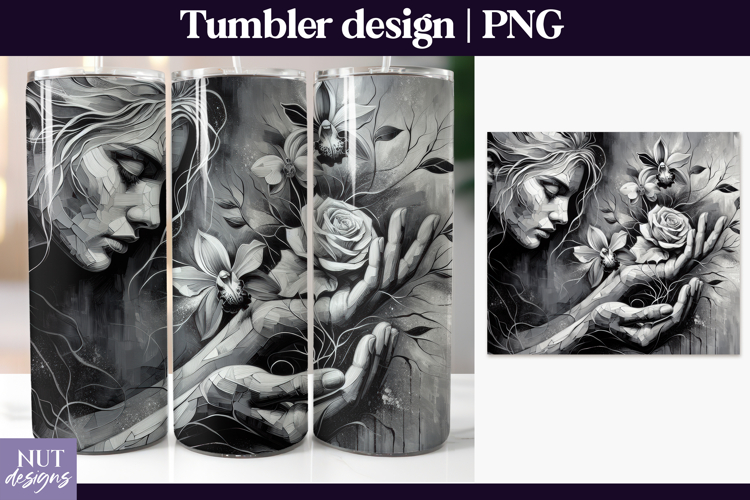 Watercolor Woman Tumbler wrap Gothic Floral Woman