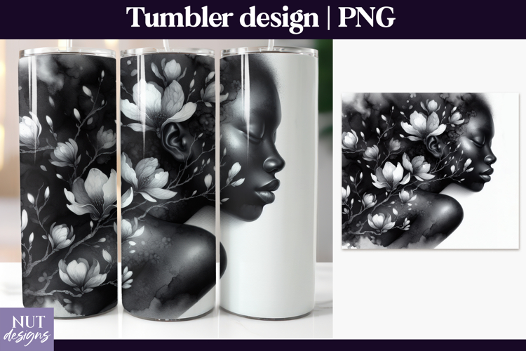 Fantasy tumbler wrap Black woman Silhouette tumbler