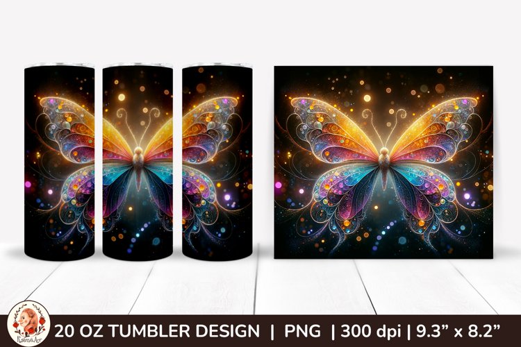 3D Butterfly Glitter Tumbler,20oz tumbler wrap,Spring Tumble