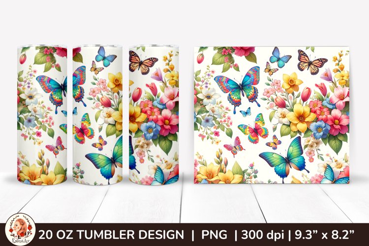 3D Butterfly Tumbler,3D Flower Tumbler, 20oz tumbler wrap