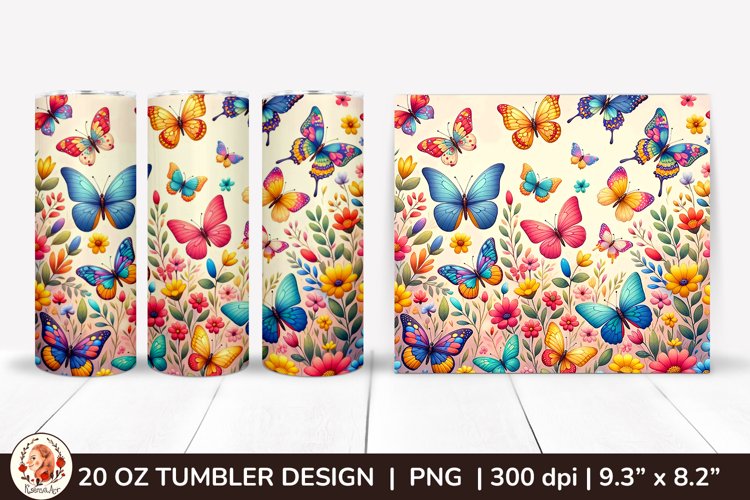 3D Butterfly Tumbler,3D Flower Tumbler, 20oz tumbler wrap