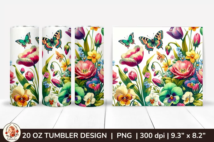 3D Butterfly Tumbler,3D Flower Tumbler, 20oz tumbler wrap
