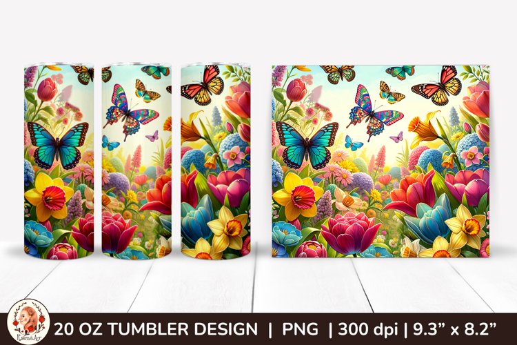 3D Butterfly Tumbler,3D Flower Tumbler, 20oz tumbler wrap