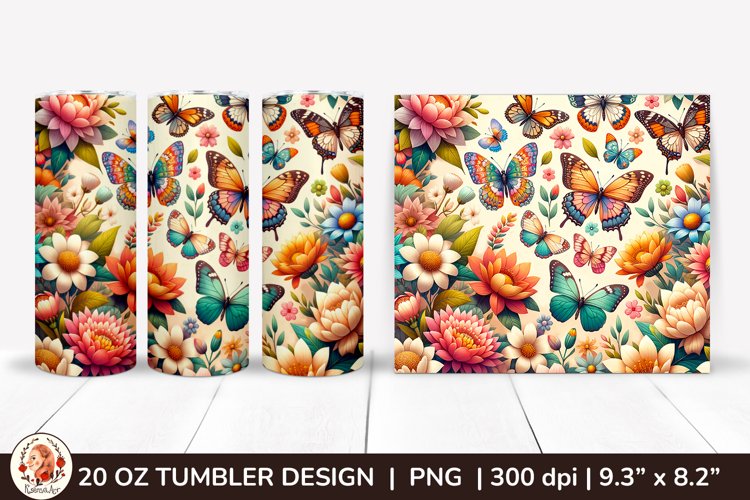 3D Butterfly Tumbler,3D Flower Tumbler, 20oz tumbler wrap