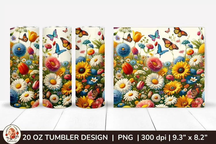 3D Butterfly Tumbler,3D Flower Tumbler, 20oz tumbler wrap
