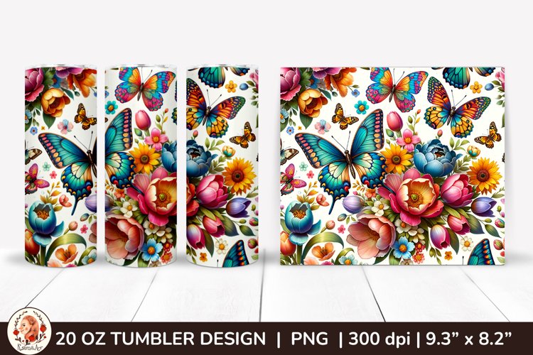 3D Butterfly Tumbler,3D Flower Tumbler, 20oz tumbler wrap