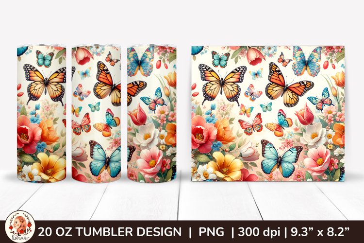 3D Butterfly Tumbler,3D Flower Tumbler, 20oz tumbler wrap