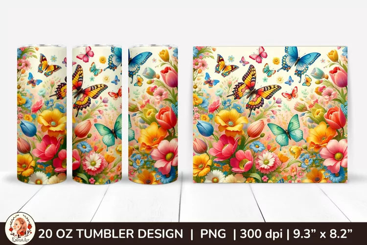 3D Butterfly Tumbler,3D Flower Tumbler, 20oz tumbler wrap