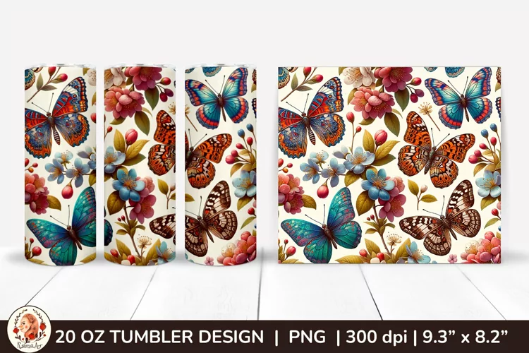 3D Butterfly Tumbler,3D Flower Tumbler, 20oz tumbler wrap