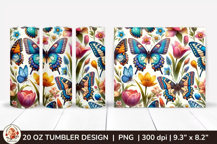 3D Butterfly Tumbler,3D Flower Tumbler, 20oz tumbler wrap