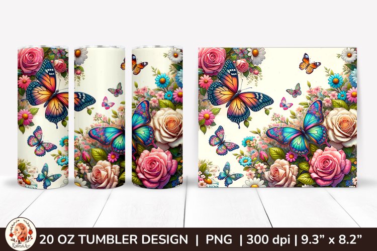 3D Butterfly Tumbler,3D Flower Tumbler, 20oz tumbler wrap