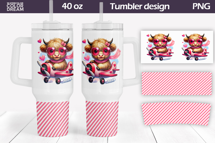 Valentine Highland Cow Tumbler 40 Oz |Valentines Day Tumbler