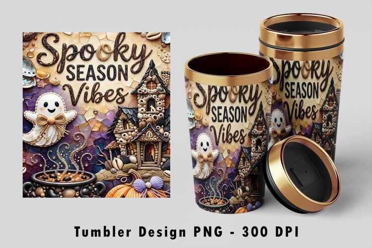 Coastal Spooky Season Vibes Tumbler PNG 300 DPI example image 1