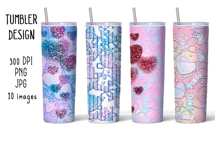 20 oz Tumbler Sublimation 10 designs/Vanilla Hearts Candies