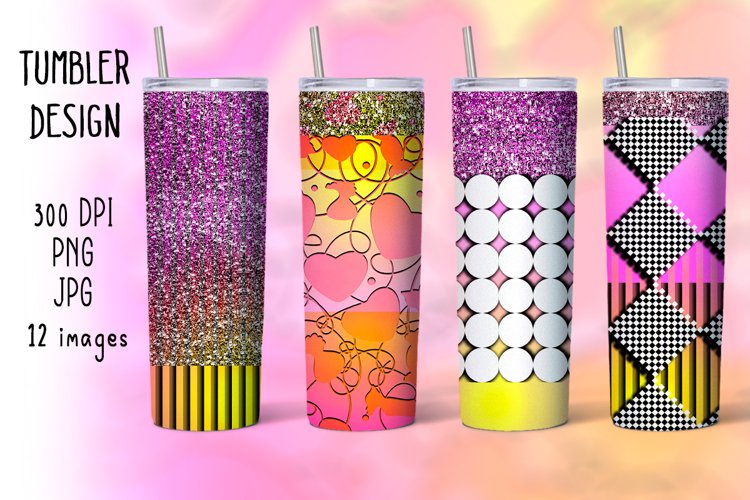 20-oz Tumbler Sublimation 12 designs/Bright Fuchsia Glitter