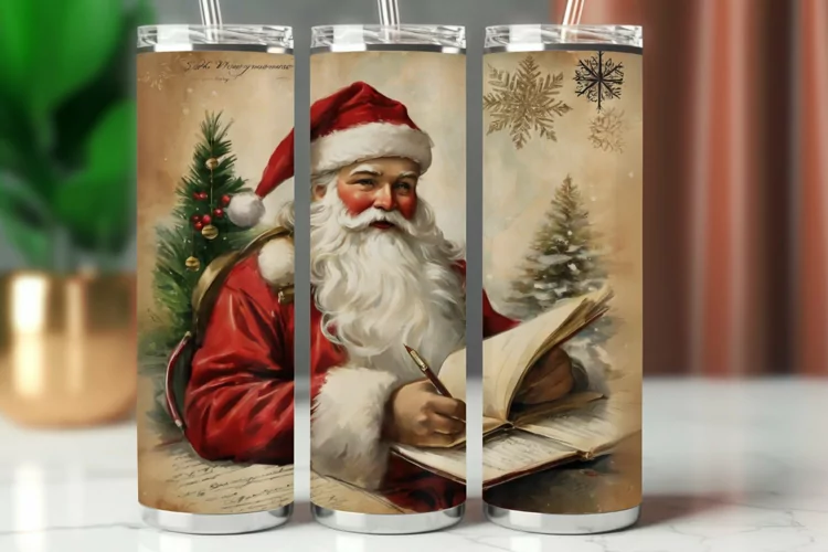 Tumbler Wrap 20 oz - vintage christmas santa claus