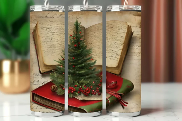 Tumbler Wrap 20 oz - vintage christmas tree