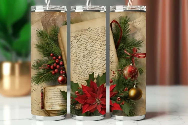 Tumbler Wrap 20 oz - vintage christmas tree