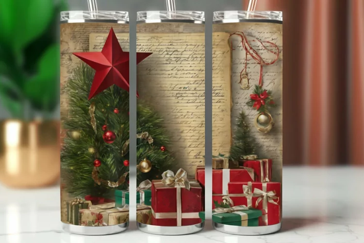 Tumbler Wrap 20 oz - vintage christmas tree